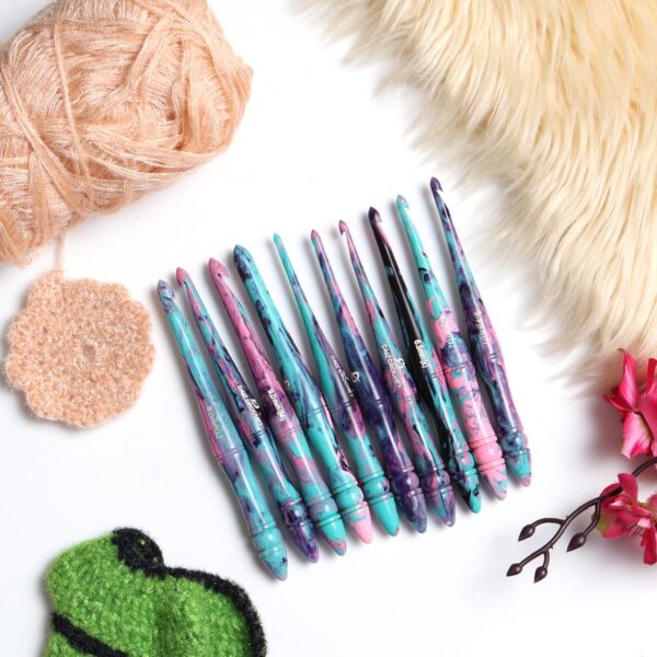 Teal Blue Resin Crochet Hook