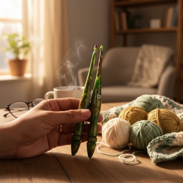 Luxury Handmade Resin Crochet Hooks – Peer Green Ergonomic Resin Crochet Hook by Daiz Crochet