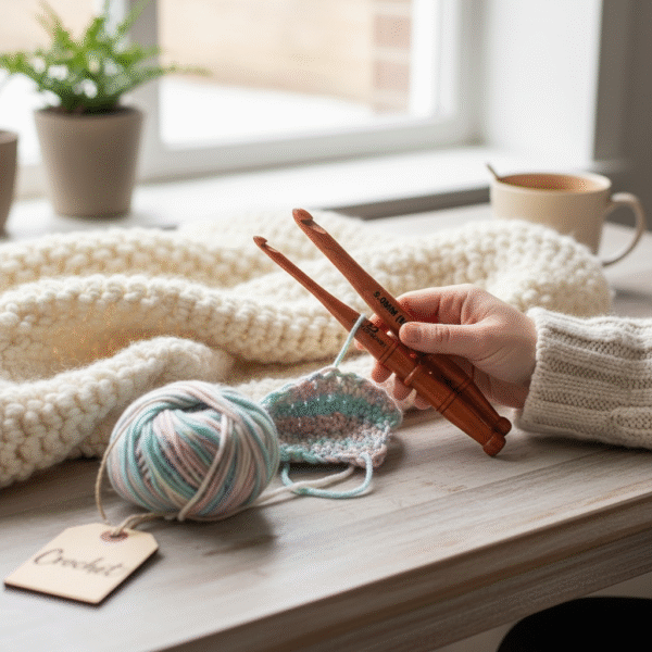 Premium Padauk Wooden Crochet Hook – Ergonomic Handmade Crochet Hook